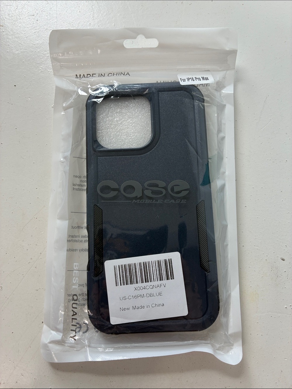 iPhone 16 Pro Max Navy Blue Protective Case with Screen Protector